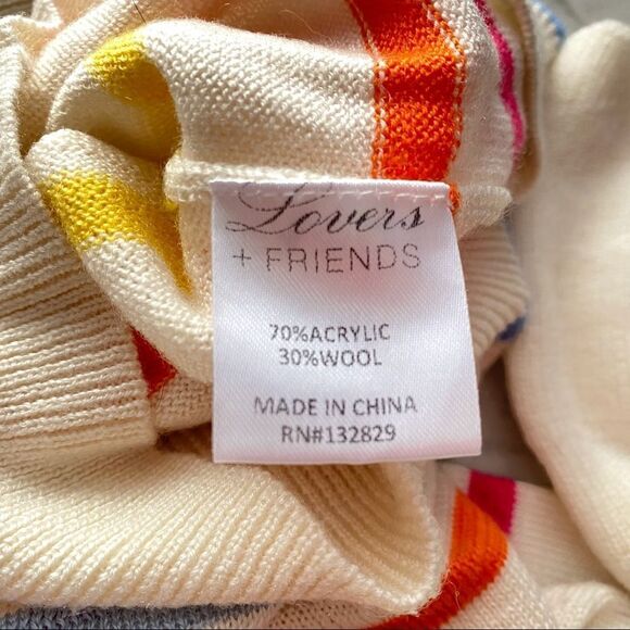 Lovers + Friends Attitude Rainbow Stripe Bell Sleeve Sweater Sz S - Picture 6 of 11